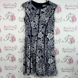 Laura dress Lacie floral lace Navy and White Lace Midi Dress